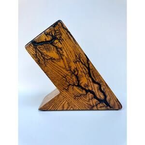 Handmade Lichtenberg Burned Oak Knife Block by Hauss Custom Products